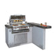 Stainless steel outdoor grill with cooking area on a white background