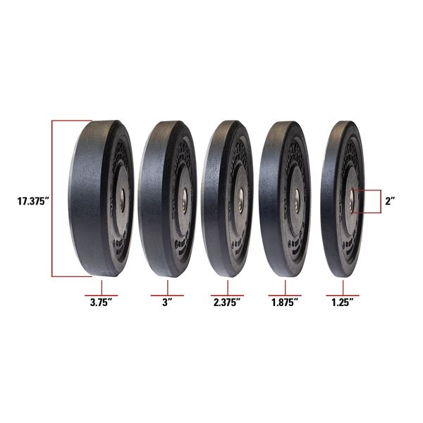 BODY-SOLID BLACK BUMPER PLATES 17.375 "- Full Commercial Grade OBH