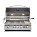 Stainless steel grill with visible brand logo on a white background