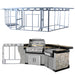 Outdoor kitchen with grill and cabinets on a white background