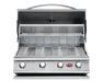 Stainless steel grill with brand logo on a white background